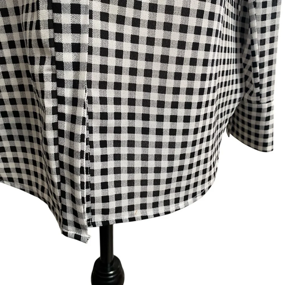 J.Crew Black White Gingham Check Long Sleeve Button Front Blouse XS - Picture 4 of 15